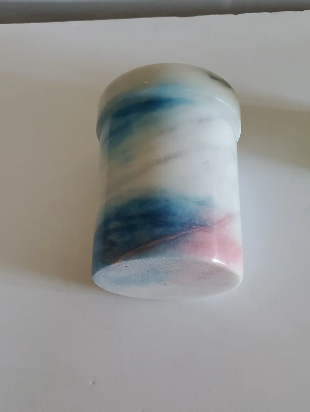 Handcrafted Blue and Pink Marble Decorative Cylinder - Home Art/ Wine Cooler